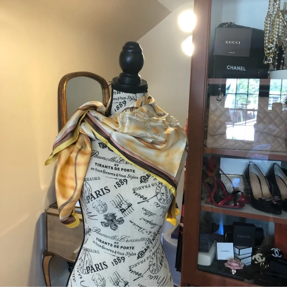 Ancient Rome Vintage Tan Silk Scarf